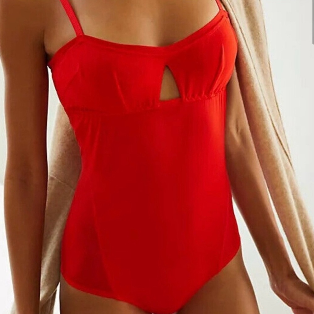 NWT We Are HAH Free People Under The Wire Bodysuit Blood Orange Small or Med